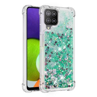 Capa Protetora GANGXUN para Samsung Galaxy A22 4G | TPU Transparente | Brilhante com Glitter e Areia Movediça | Verde - 1