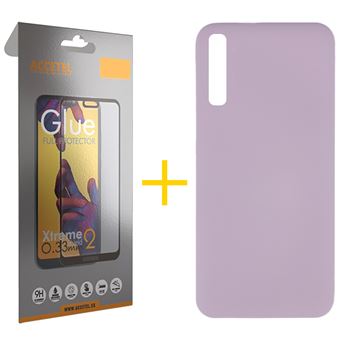 Conjunto Accetel 1 x Película de Vidro Full + Capa para Samsung Galaxy A50 | Silicone Líquido - Roxo - 1