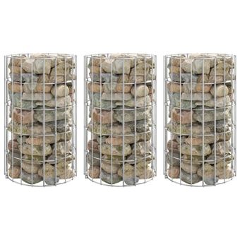 Canteiro elevado/cesto gabião circular vidaXL | 3 Peças | Ø30x50| cm aço galv. - 1