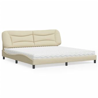 Cama com colchão vidaXL | 200x200 cm | tecido cor creme - 1