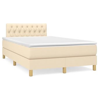 Cama boxspring com colchão vidaXL | 120x190 cm | tecido cor creme - 1