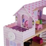 Casa de Bonecas HomCom com 13 Peças Madeira 3 Pisos 60x30x71.5cm