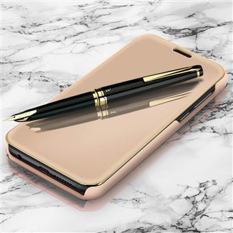 Capa Avizar para Huawei Y5 2018, Honor 7S com Efeito Espelho com Tampa Translúcida Dourado