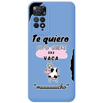 Capa Tumundosmartphone de silicone líquido azul para Xiaomi Redmi Note 11 Pro / 11 Pro 5G design de vaca de desenho animado - 1