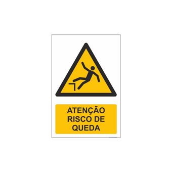 Placa Sinalética Autocolante em PP 360º Stock | Atenção Risco de Queda | 15x20cm - 1