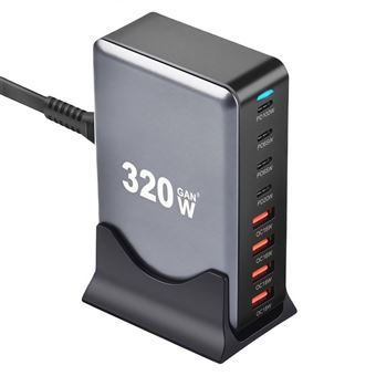 Carregador de Mesa V-REEL QT22 | GaN 320W Multifunção PD 8 Portas | Cinza - 1