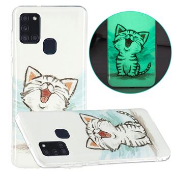 Capa e TPU padrão noctilescente IMD gato feliz para Samsung Galaxy A21s (Global Version) - 1