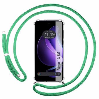 Capa Tumundosmartphone Transparente para Oppo Reno 13 5G com Fio Verde Água - 1