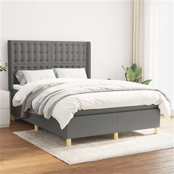 Cama com Molas e Colchão vidaXL | 140x200 cm | tecido cinzento-escuro - 1