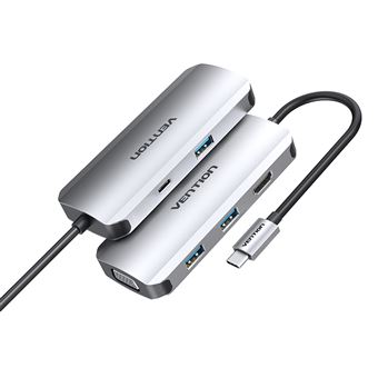 Docking Station Vention Multifunções Tipo-C para HDMI, VGA, 3X USB 3.0 e PD - Cinzento - 1