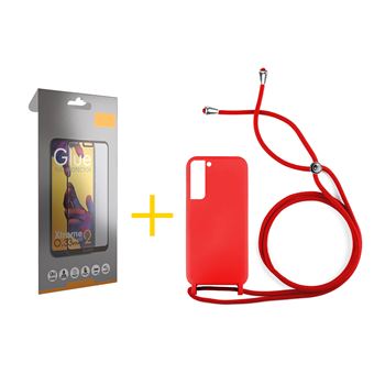 Pack 1 x Película de Vidro Temperado Full + Capa skyhe  Samsung Galaxy A25 Gel Rope - Vermelho - 1