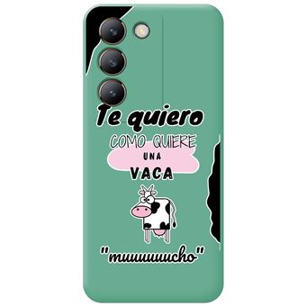 Capa de Silicone Líquido Tumundosmartphone verde para Vivo V40 SE 5G design de vaca de desenho animado - 1