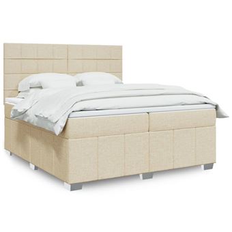 Cama com molas/colchão vidaXL | 200x200 cm | tecido cor creme - 1