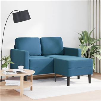 Sofá com Chaise em L vidaXL | 2 lugares | 125 cm | veludo azul - 1