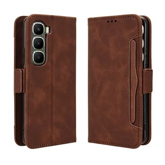 Capa FOXDOCK Protetora para Infinix Hot 60 Pro Plus 4G | Suporte e Flip de couro PU | À Prova de Choque | Castanho - 1