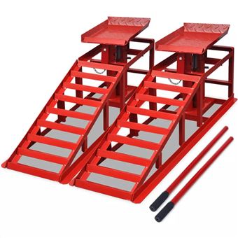 Rampas Reparo de Carros vidXL | Aço | 2 Peças - Vermelho - 1