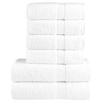 Conjunto de toalhas de banho premium vidaXL | 6 peças | 600 gsm 100% algodão branco - 1