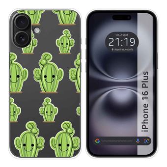Capa de silicone TUMUNDOSMARTPHONE transparente para iPhone 16 Plus (6.7) | Design de cacto - 1