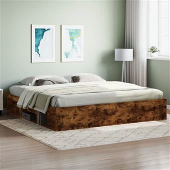 Estrutura de cama vidaXL | 200x200 cm | carvalho fumado - 1