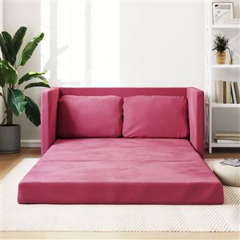 Sofá-cama sem pés vidaXL | 122x204x55 cm | veludo vermelho tinto - 1
