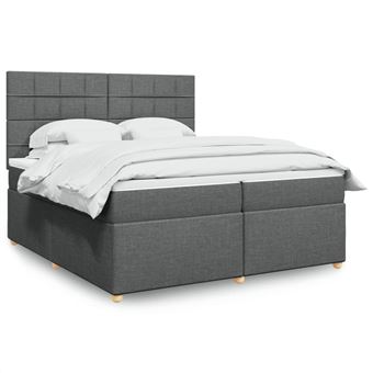 Cama com molas e colchão vidaXL | 200x200 cm | tecido cinzento-escuro - 1