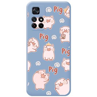 Capa Tumundosmartphone de silicone líquido azul para Xiaomi POCO M4 Pro 5G design com porcos de desenho animado - 1