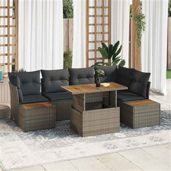 Conjunto de Sofá de Jardim vidaXL | 10 Peças | Cinzento Rattan Sintético - 1
