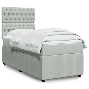 Cama com molas/colchão vidaXL | 90x190 cm | veludo cinza-claro - 1