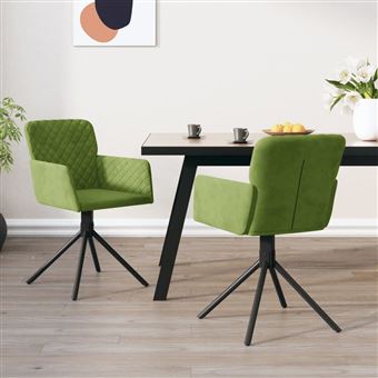 Cadeiras de Jantar Giratórias vidaXL | 2 Peças | Veludo verde-claro - 1