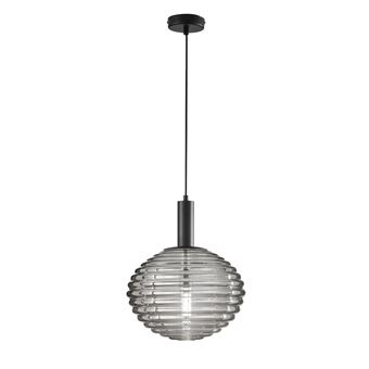 Candeeiro de Teto Luce Ambiente e Design RIPPLE em metal preto e vidro fumê 150x32 cm - 1