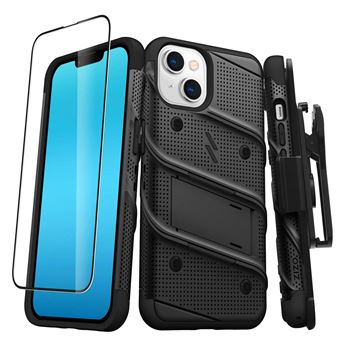 Capa Blindada Zizo para iPhone 14 | Suporte e Vidro Temperado 9H Ultra Resistente | Preto - 1