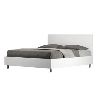 Cama de Casal Queen Size sem Estrado Ityhome Demas 160x190 cm | Cabeceira Reta cinza branca - 1