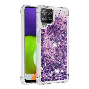 Capa Protetora GANGXUN para Samsung Galaxy A22 4G | TPU Transparente | Brilhante com Glitter e Areia Movediça | Roxo - 1