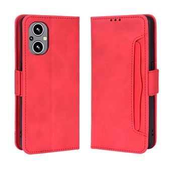Capa FOXDOCK Protetora para OPPO Reno 8Z | Suporte e Flip de couro PU | À Prova de Choque | Vermelho - 1