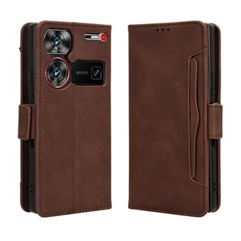 Capa FOXDOCK Protetora para ZTE Nubia Z60 Ultra | Suporte e Flip de couro PU | À Prova de Choque | Castanho - 1