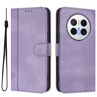 Capa FOXDOCK para Huawei Mate 70 Pro | Estilo Vintage | TPU com Textura de Pele Antiderrapante | Compartimentos para Cartões e Suporte | Roxo - 1