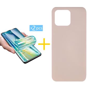 Pack skyhe 2 x Película de Hidrogel + Capa para Xiaomi MI 11 Lite 4G Silicone Líquido - Rosa Creme - 1