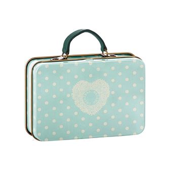 Caixa Maileg Suitcase Metal | Cream Mint Dots - Azul