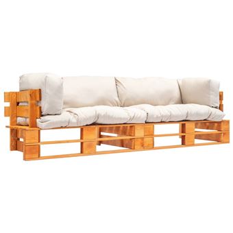 Sofás paletes jardim com Almofadões vidaXL | 2 Peças | cor areia madeira pinho - 1