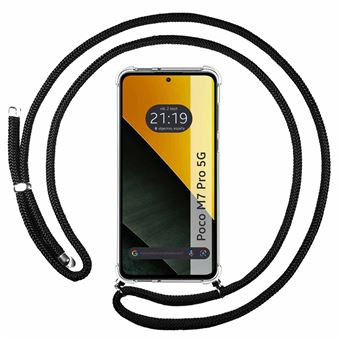 Capa Tumundosmartphone Transparente para Xiaomi Poco M7 Pro 5G com fio preto - 1
