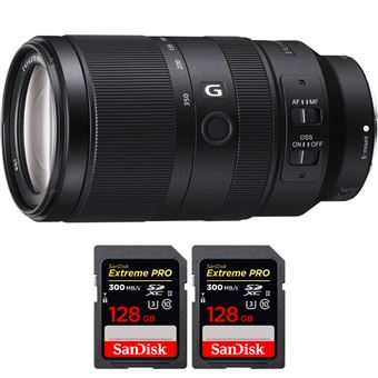 Objetiva Sony E 70-350mm f/4.5-6.3 G OSS + 2 SanDisk 128GB Extreme PRO UHS-II SDXC 300 MB/s + PDF 15 técnicas para melhorar as suas fotografias - 1