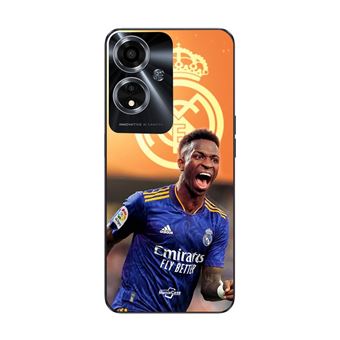 Capa Maniacase para Oppo A59 5G | Vini JR Real Madrid Papel de parede azul e amarelo - 1