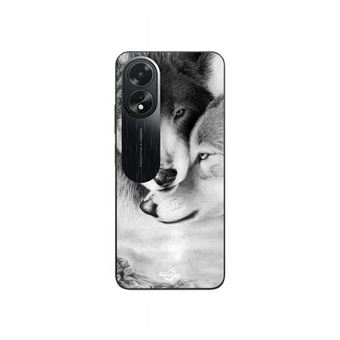 Capa Maniacase para Oppo A58 | O lobo e a loba Animal preto e branco - 1