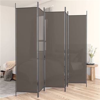 Biombo vidaXL com 5 painéis 250x220 cm tecido antracite - 1