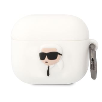 Capa Karl Lagerfeld para AirPods 3 Karl Lagerfeld | Karl Head 3D de luxo | Silicone à prova de choque | Branco - 1