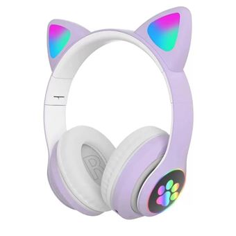 Auscultadores Bluetooth com Microfone ARZOPA® | Orelhas de Gato | Roxo| Animação Luminosa - 1