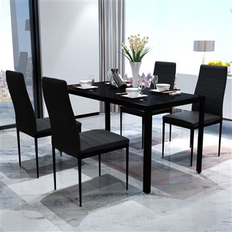 Conjunto Mesa de Jantar vidaXL | 5 Unidades | 105x60x74 cm - Preto - 1