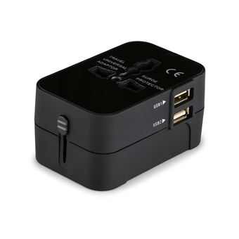 Adaptador de tomada universal CO-Phénix 2 USB 2.1A |  Preto - 1