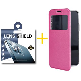 Pack 1 x Película de Câmara + Capa skyhe  Apple iPhone 14 Gandy Flip Cover - Rosa - 1
