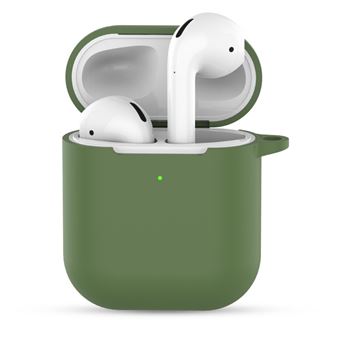 Capa silicone carregamento sem fio com keychain verde escuro para Apple AirPods - 1